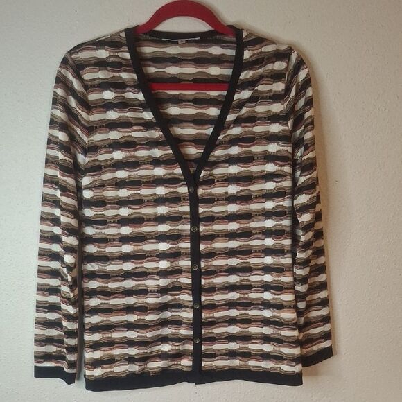 Kasper Patterned Women's Sweater - Black, Brown, Cream size small - Picture 1 of 6